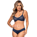 25916 - Conjunto com aro e sem bojo.Calcinha fio. - Azul