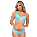 25020 - Conjunto com aro e sem bojo. Calcinha fio. - Azul