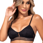 27161 - Conjunto sem bojo e sem aro. Calcinha fio. - Preto