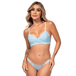 25949 - Conjunto triângulo. Calcinha fio. - Azul