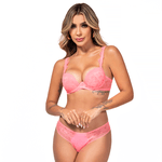 28706 - Conjunto Push Up. Calcinha fio. - Rosa
