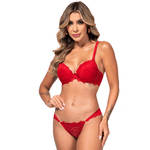 29122 - Conjunto Push Up. Calcinha fio. - Vermelho