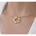 Choker Aro Liso com Pingente Organico Banhado a Ouro 18k