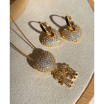 Conjunto de coração cravejado com filhos 