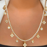 Chocker na zircônia com ponto de luz e trevo