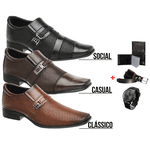 Kit 3 Pares De Sapato Social Masculino + Brindes 