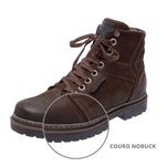 Bota Coturno em couro Mega Boots 6022 Café-Preto