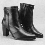 Bota Feminina Modelo Cano Curto Couro Legítimo Preto