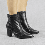 Bota Feminina Modelo Cano Curto Couro Legítimo Preto