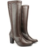 Bota Feminina Couro Legítimo Modelo Cano Longo Salto Bloco