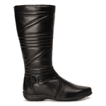 Bota Feminina Em Couro Legítimo Com Detalhes Laterais