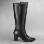 Bota Feminina Em Couro Legítimo Cano Longo Salto Bloco