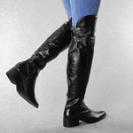 Bota Feminina Over Couro Legítimo Fechamento Em Fivela