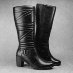 Bota Feminina Cano Alto Couro Legitimo Salto Alto