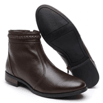Bota Feminina Café Cano Curto Couro Legítimo