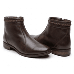 Bota Feminina Café Cano Curto Couro Legítimo