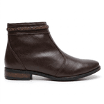 Bota Feminina Café Cano Curto Couro Legítimo