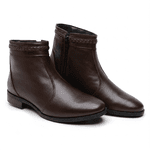 Bota Feminina Café Cano Curto Couro Legítimo