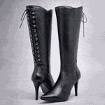 Bota Feminina Social Cano Alto Bico Fino Couro Legítimo