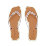 CHINELO FEMININO OFF WHITE COM TIRA TRANSPARENTE