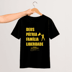 Camiseta Parabello Deus Pátria Família Liberdade Preta e Amarelo