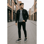 Tênis masculino slip on em couro legítimo cor preto