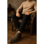 Coturno abotinado masculino couro legítimo cor cinza