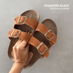 Sandália Papete Camurça Caramelo