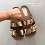 Sandália Papete Croco Dourada