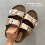 Sandália Papete Croco Dourada