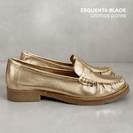 Mocassim Paula Couro Dourado