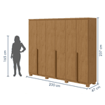 GUARDA ROUPA ALONZO 6 PORTAS 4 GAVETAS COM PÉS AMÊNDOA CLEAN LOPAS