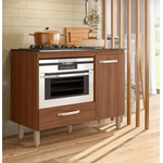 Balcão Fit para Cooktop com 1 Porta e 1 Gaveta Avelã Nicioli 