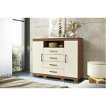 Cômoda Havana Master 2 Portas 4 Gavetas c/ Pes Jatoba/Areia Santos Andirá