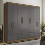GUARDA ROUPA MASTER 8 PORTAS 6 GAVETAS C/PES JATOBA/GRAFITE SANTOS ANDIRA 