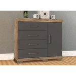 Cômoda Havana Plus 1 Portas 4 Gavetas Jatoba/Grafite Santos Andira