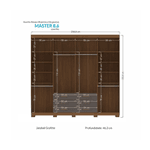 GUARDA ROUPA MASTER 8 PORTAS 6 GAVETAS C/PES JATOBA/GRAFITE SANTOS ANDIRA 