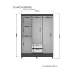 GUARDA ROUPA FIT 6 PORTAS 2 GAVETAS COM PÉS BRANCO SANTOS ANDIRA