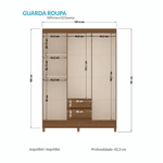 GUARDA ROUPA FIT 6 PORTAS 2 GAVETAS COM PÉS JEQUITIBA SANTOS ANDIRA 