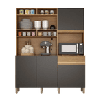 ARMÁRIO DE COZINHA CANASTRA 5 PORTAS 1 GAVETA CINNAMOMO/GRAFITE - VALDE MÓVEIS