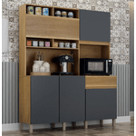 ARMÁRIO DE COZINHA CANASTRA 5 PORTAS 1 GAVETA CINNAMOMO/GRAFITE - VALDE MÓVEIS