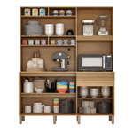 ARMÁRIO DE COZINHA CANASTRA 5 PORTAS 1 GAVETA CINNAMOMO/GRAFITE - VALDE MÓVEIS