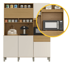 ARMÁRIO DE COZINHA CANASTRA 5 PORTAS 1 GAVETA CINNAMOMO/OFF WHITE - VALDE MÓVEIS