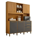 ARMÁRIO DE COZINHA DIAMANTE 5 PORTAS 2 GAVETAS CINNAMOMO/GRAFITE - VALDE MÓVEIS