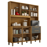 ARMÁRIO DE COZINHA DIAMANTE 5 PORTAS 2 GAVETAS CINNAMOMO/GRAFITE - VALDE MÓVEIS