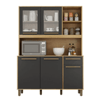 ARMÁRIO DE COZINHA RUBI 5 PORTAS 1 GAVETA 3 NICHOS CINNAMOMO/GRAFITE - VALDE MÓVEIS