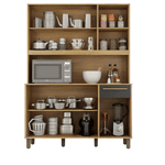 ARMÁRIO DE COZINHA RUBI 5 PORTAS 1 GAVETA 3 NICHOS CINNAMOMO/GRAFITE - VALDE MÓVEIS