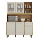 ARMÁRIO DE COZINHA RUBI 5 PORTAS 1 GAVETA 3 NICHOS CINNAMOMO/OFF WHITE - VALDE MÓVEIS