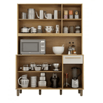 ARMÁRIO DE COZINHA RUBI 5 PORTAS 1 GAVETA 3 NICHOS CINNAMOMO/OFF WHITE - VALDE MÓVEIS