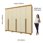 GUARDA ROUPA CASAL IMPERATRIZ 6 PORTAS NATURALE OFF WHITE - GELIUS